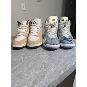 Nike Air Jordan Size 5Y Kids Bundle. Jordan 1 Brushstroke & Jordan 6 Retro Denim